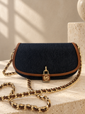 Michael Kors Mila Small Chain Messenger — Dark Denim Multi — cream and beige studio background