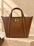 Michael Kors Hadleigh Small Tote — Brown — warm cream studio