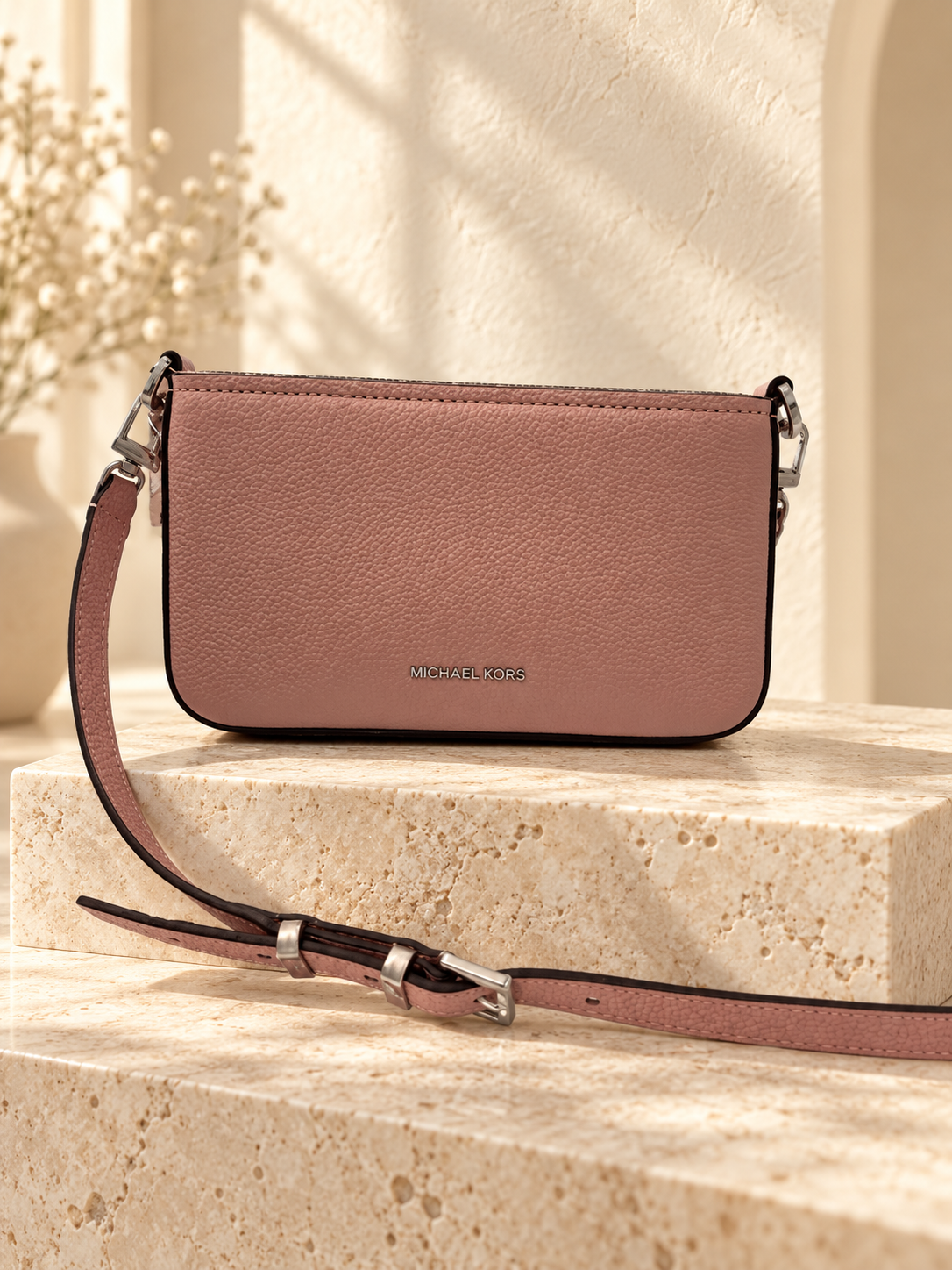 Michael Kors Bryant Small Convertible Crossbody — Rose — warm cream studio