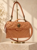 Kurt Geiger London Medium Metallic Convertible Crossbody — Peach — warm cream studio