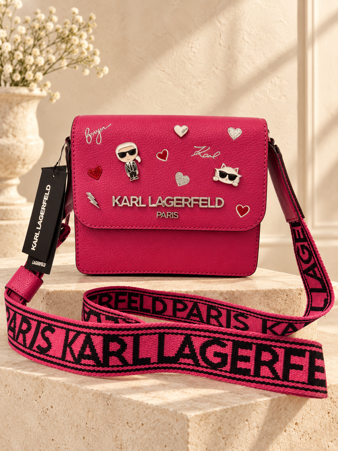 Karl Lagerfeld Paris Annette Crossbody — Fuchsia — cream studio