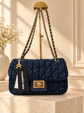 Karl Lagerfeld Paris Agyness Quilted Denim Flap Bag — cream studio